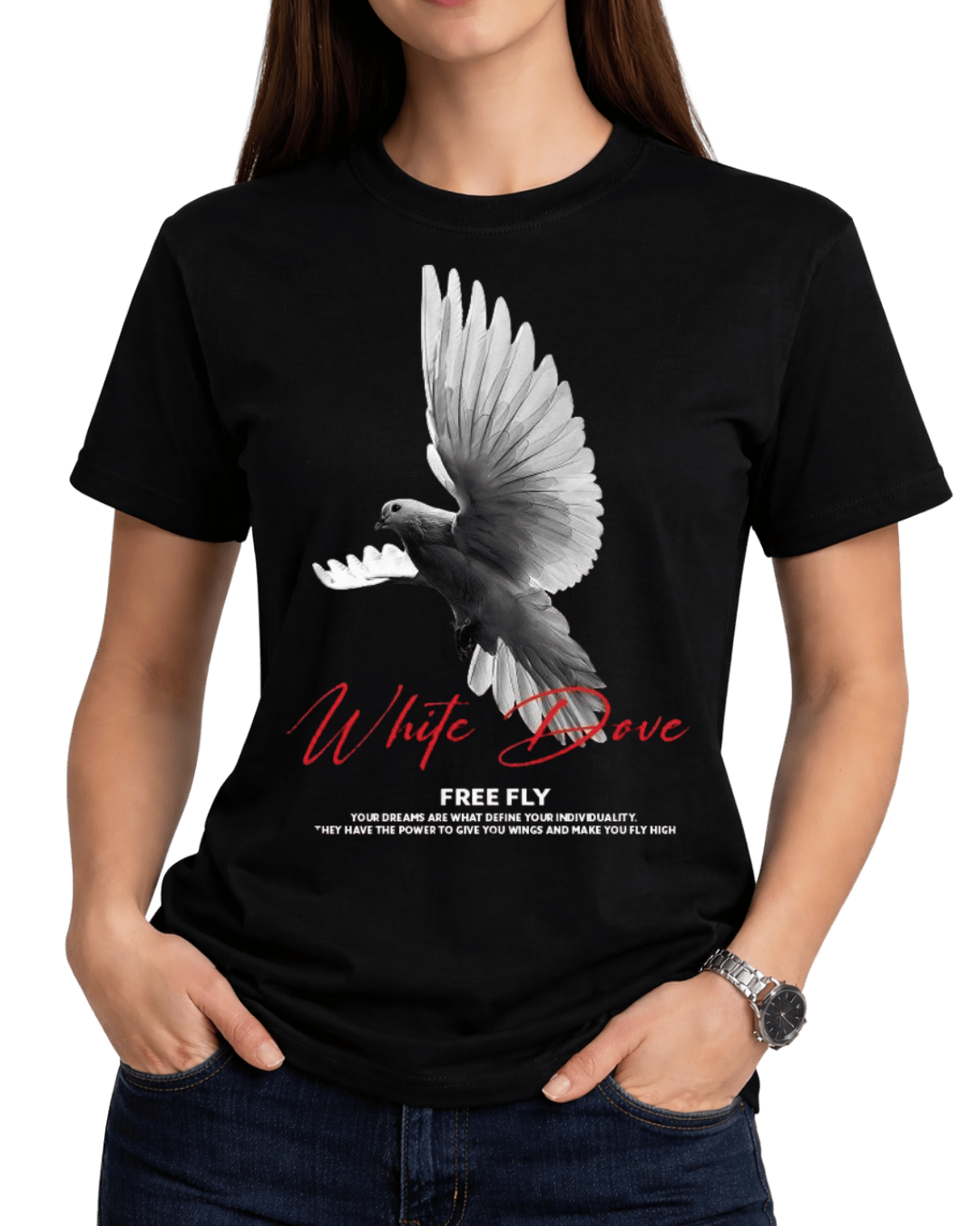 White Dove Free Fly Inspirational T-Shirt