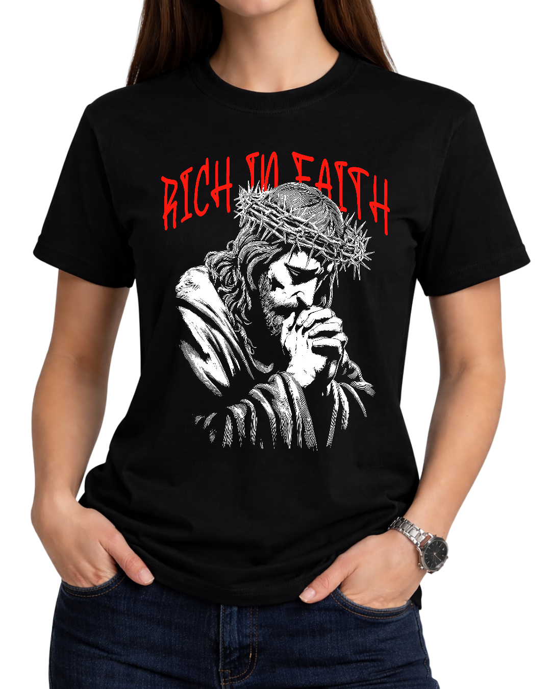 Rich In Faith - Jesus Pray T-Shirt