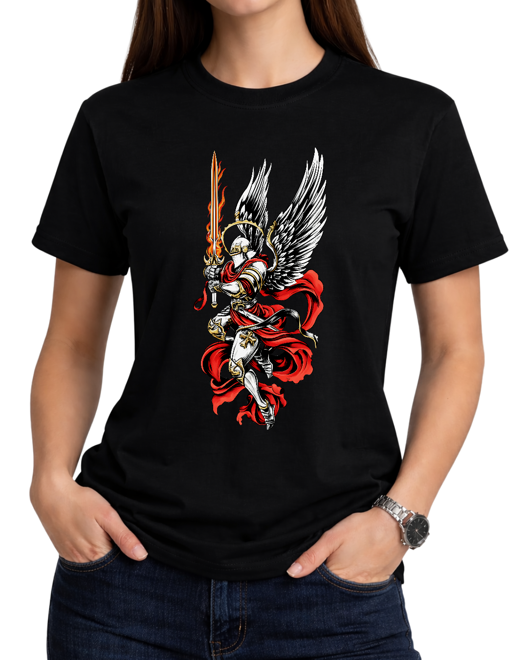 Archangel Michael Flaming Sword T-Shirt