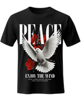Peace Dove and Red Roses Motivational Graphic T-Shirt
