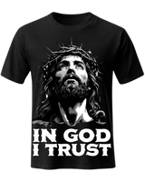 Jesus Christ In God I Trust Christian Faith Graphic Crewneck T-Shirt