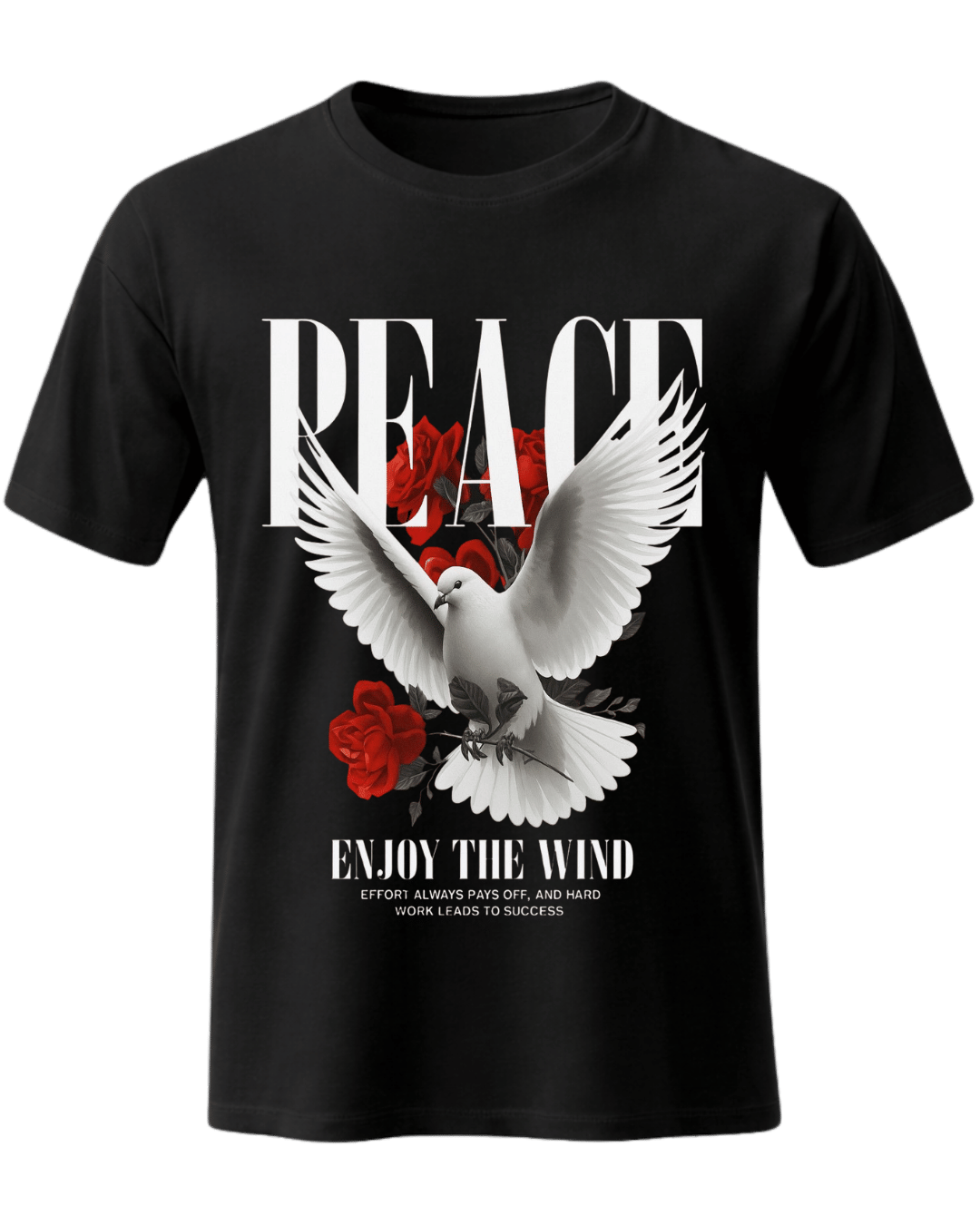 Peace Dove and Red Roses Motivational Graphic T-Shirt