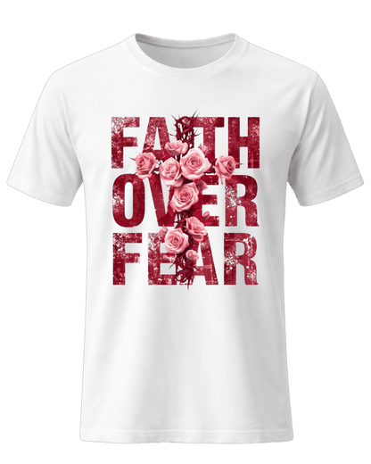 Christian Faith Over Fear Floral Cross Unisex Graphic T-Shirt