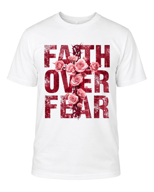 Christian Faith Over Fear Floral Cross Unisex Graphic T-Shirt