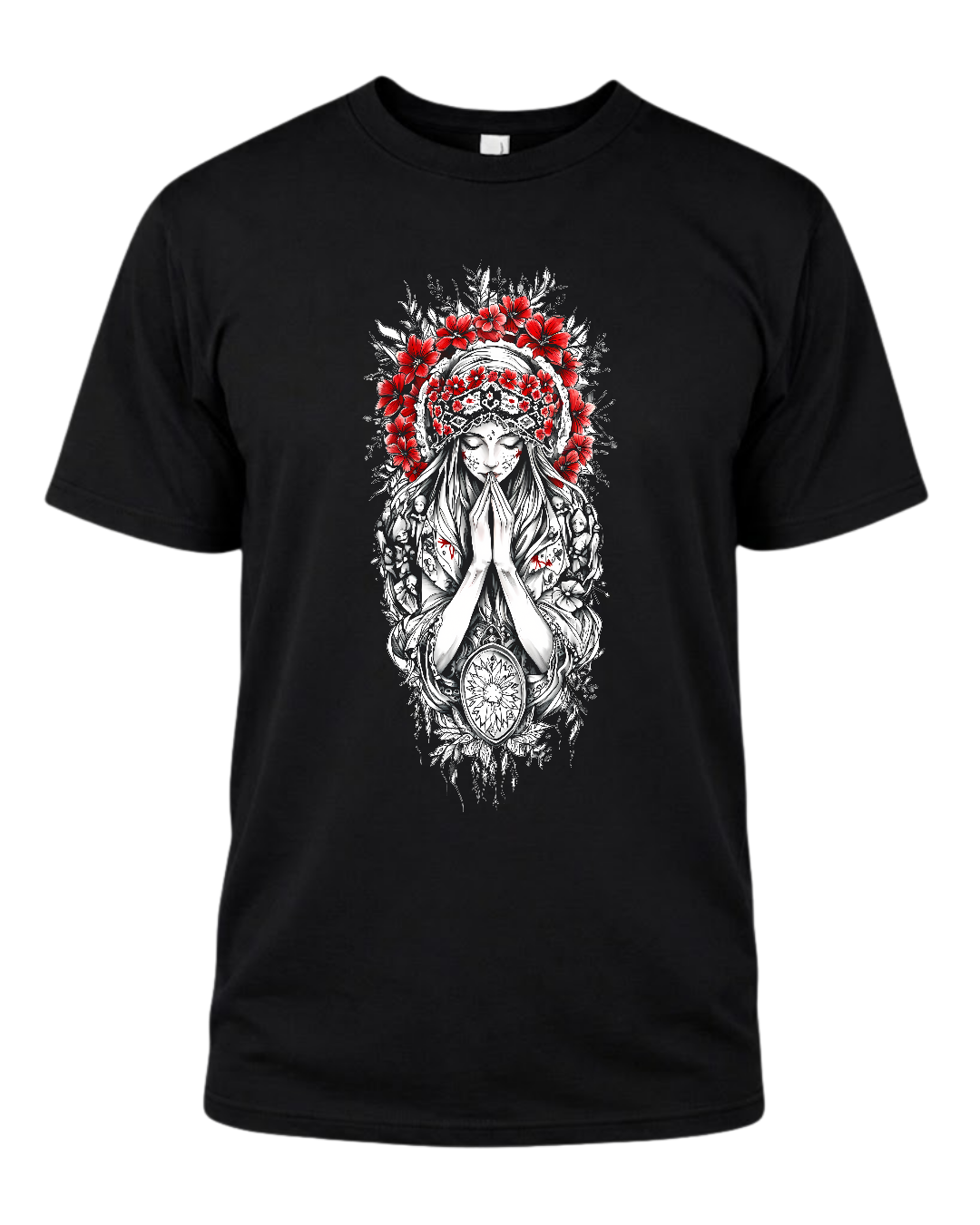 Christian Cross & Virgin Mary Double Printed Tee