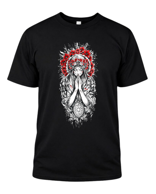 Christian Cross & Virgin Mary Double Printed Tee