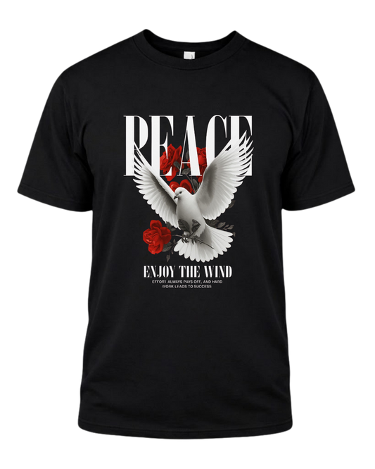 Peace Dove and Red Roses Motivational Graphic T-Shirt