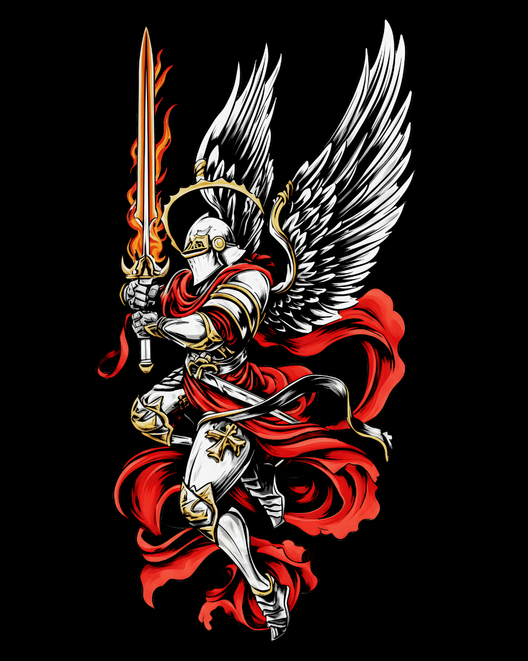 Archangel Michael Flaming Sword T-Shirt