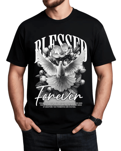 Christian Faith Blessed Forever White Dove Flower Graphic T-Shirt