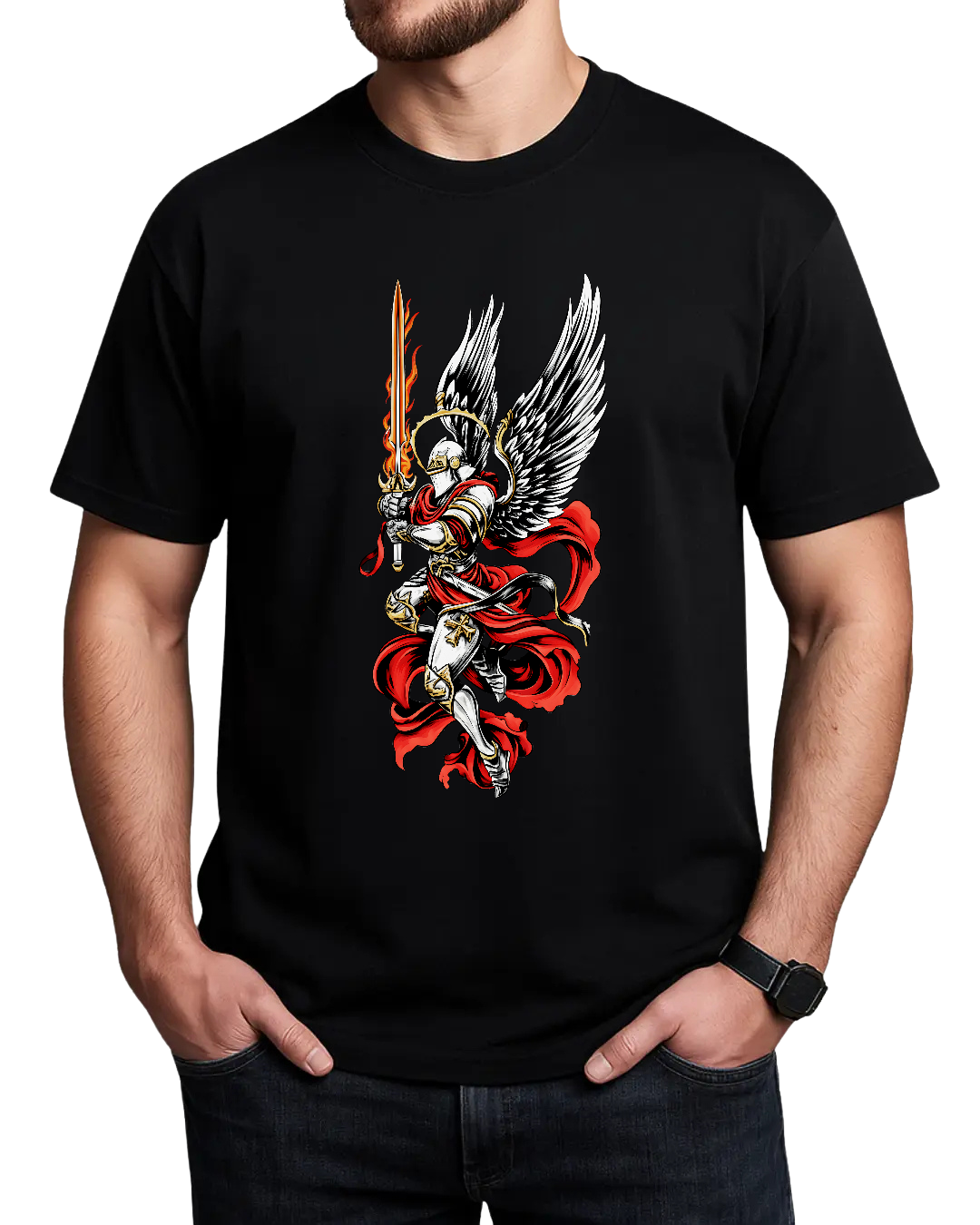 Archangel Michael Flaming Sword T-Shirt
