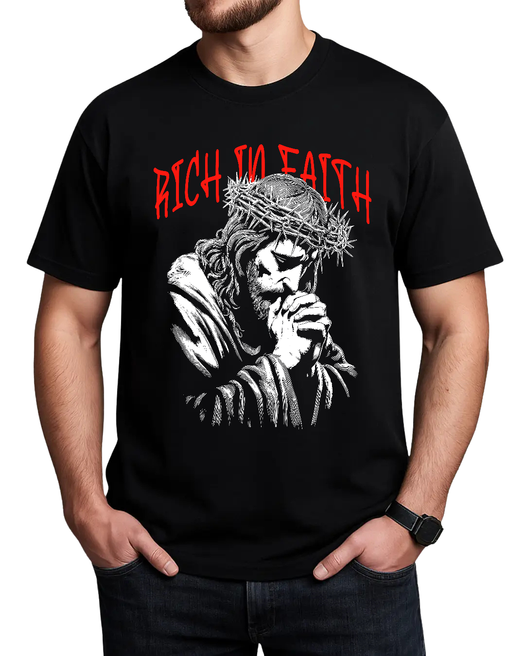 Rich In Faith - Jesus Pray T-Shirt