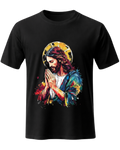 Christian Praying Jesus Christ Artistic Graphic Tee T-Shirt