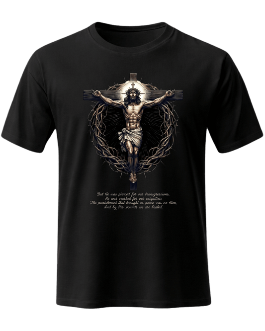 Jesus Christ Crucifixion Isaiah 53:5 Christian Bible Verse Unisex T-Shirt