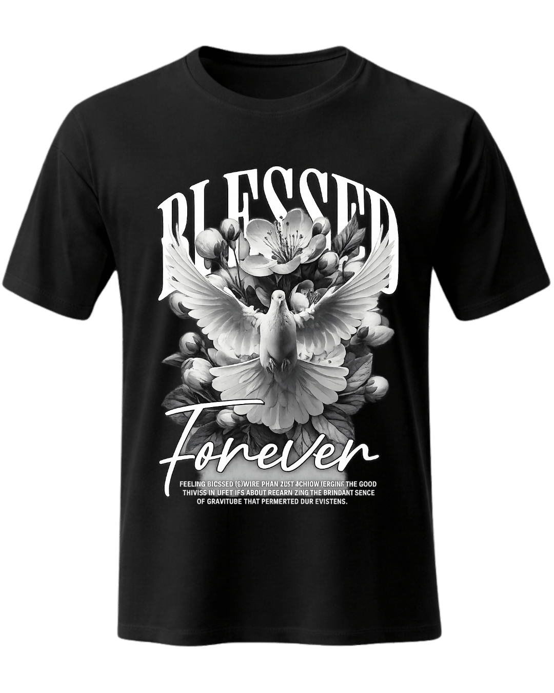 Christian Faith Blessed Forever White Dove Flower Graphic T-Shirt