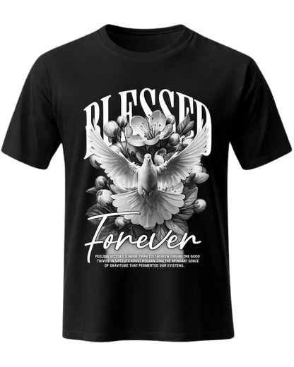 Christian Faith Blessed Forever White Dove Flower Graphic T-Shirt