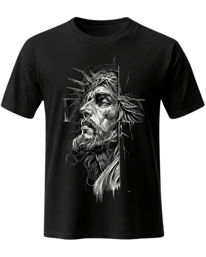 Jesus Christ Crown of Thorns Christian Cross Graphic Unisex T-Shirt