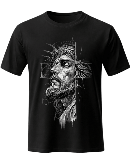 Jesus Christ Crown of Thorns Christian Cross Graphic Unisex T-Shirt