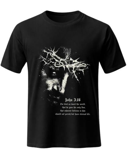 Jesus Crown of Thorns John 3:16 Scripture Christian Faith T-Shirt