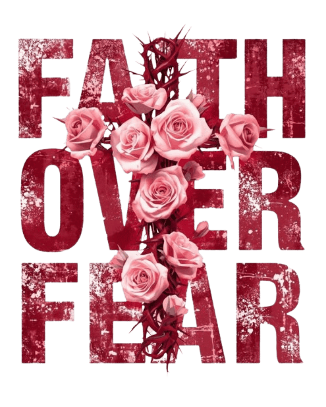 Christian Faith Over Fear Floral Cross Unisex Graphic T-Shirt