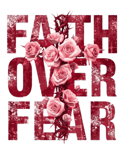 Christian Faith Over Fear Floral Cross Unisex Graphic T-Shirt