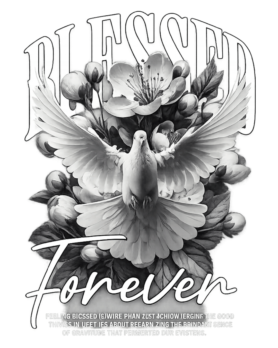 Christian Faith Blessed Forever White Dove Flower Graphic T-Shirt