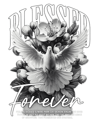 Christian Faith Blessed Forever White Dove Flower Graphic T-Shirt