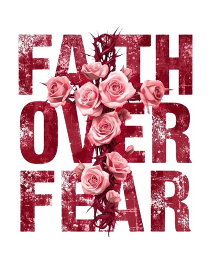Christian Faith Over Fear Floral Cross Unisex Graphic T-Shirt