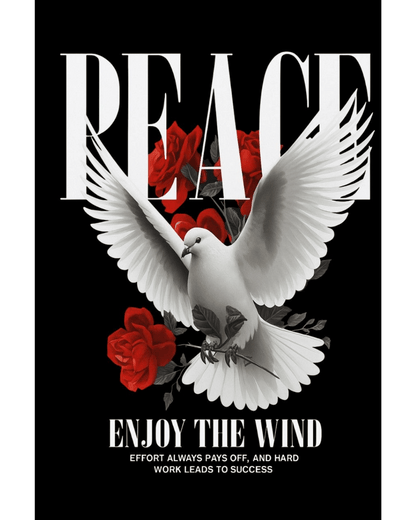 Peace Dove and Red Roses Motivational Graphic T-Shirt