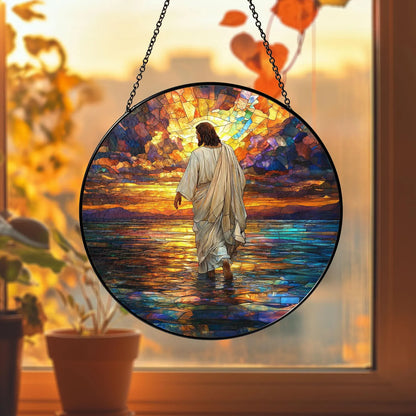 Jesus Christ Suncatcher Hanging Sign, Christian Window Hanging, Religious Suncatcher, Jesus Christ Decoration, Religious Christmas Decor