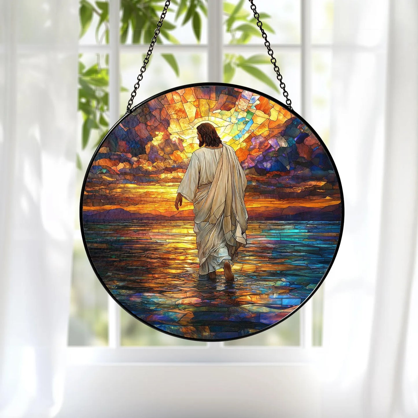 Jesus Christ Suncatcher Hanging Sign, Christian Window Hanging, Religious Suncatcher, Jesus Christ Decoration, Religious Christmas Decor