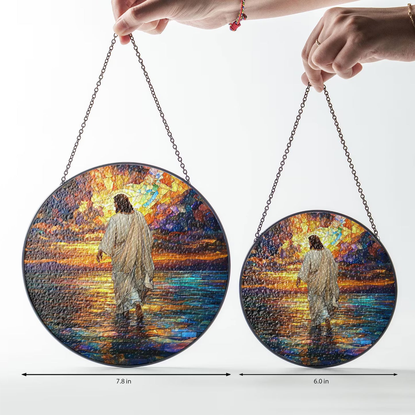 Jesus Christ Suncatcher Hanging Sign, Christian Window Hanging, Religious Suncatcher, Jesus Christ Decoration, Religious Christmas Decor