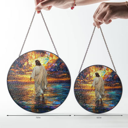 Jesus Christ Suncatcher Hanging Sign, Christian Window Hanging, Religious Suncatcher, Jesus Christ Decoration, Religious Christmas Decor