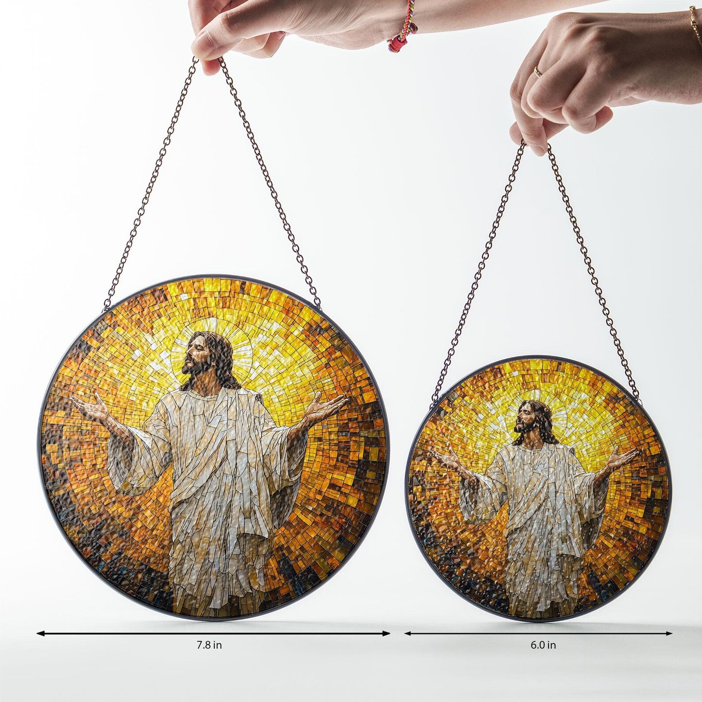 Jesus Christ Glass Suncatcher, Religious Window Art, Religious Cross Suncatcher, Regilious Nativity Ornament, Christian Cross Window Hanging