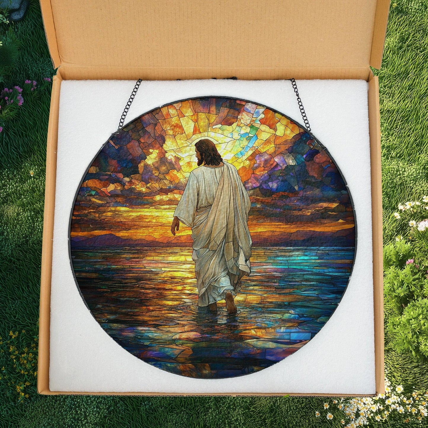 Jesus Christ Suncatcher Hanging Sign, Christian Window Hanging, Religious Suncatcher, Jesus Christ Decoration, Religious Christmas Decor