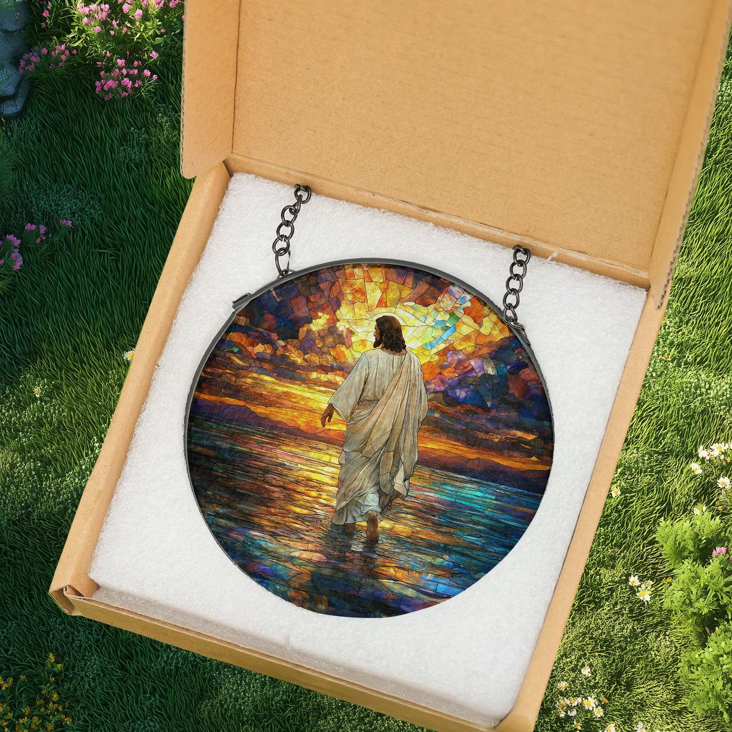 Jesus Christ Suncatcher Hanging Sign, Christian Window Hanging, Religious Suncatcher, Jesus Christ Decoration, Religious Christmas Decor
