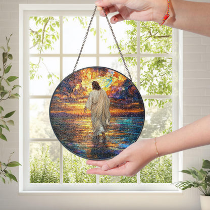Jesus Christ Suncatcher Hanging Sign, Christian Window Hanging, Religious Suncatcher, Jesus Christ Decoration, Religious Christmas Decor