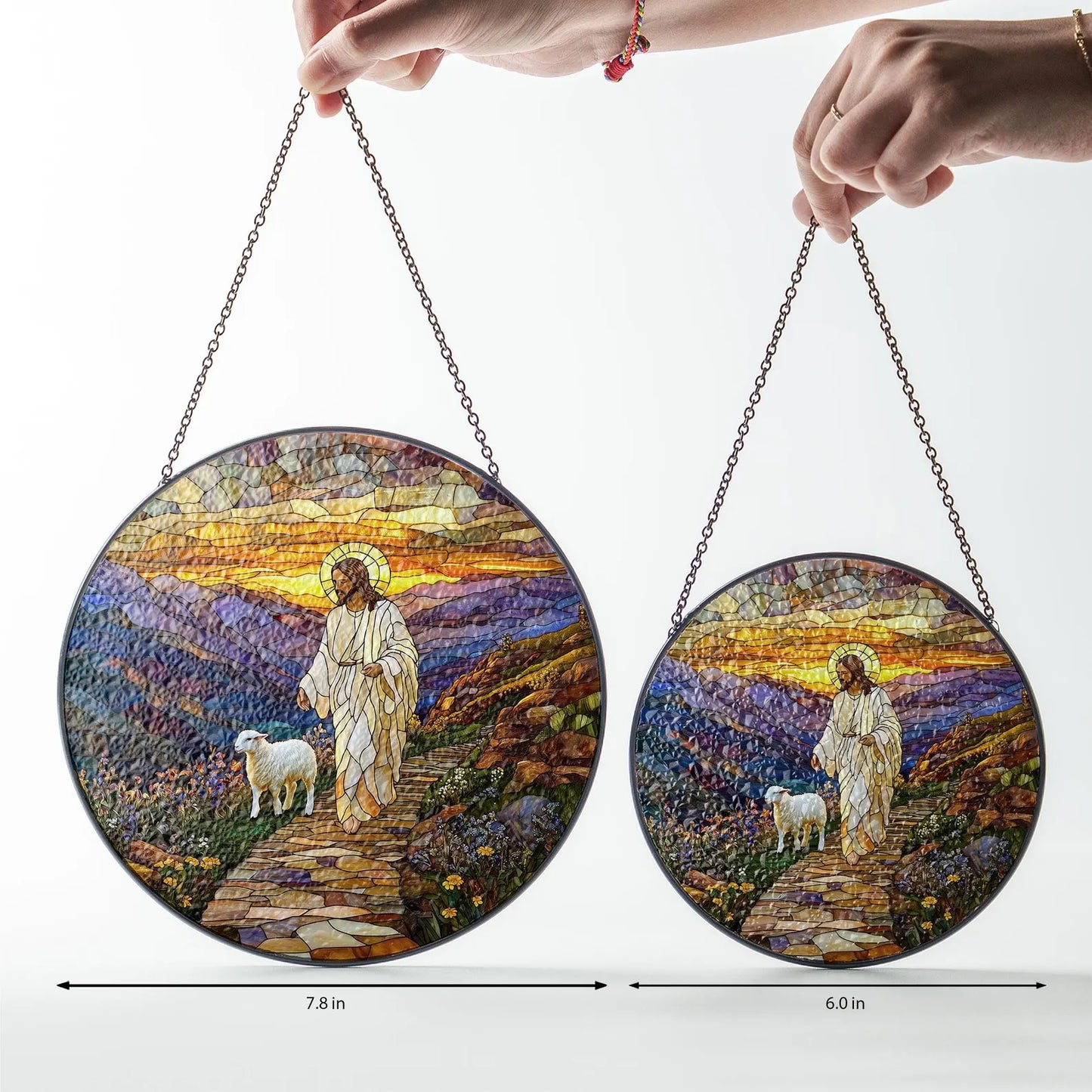 Jesus Stained Glass Suncatcher, The Good Shepherd Christian Window Art, Religious Home Decor, Faith Gift for Believers, Spiritual Suncatcher