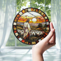 Jesus and Lamb Stained Glass Suncatcher, Christian Home Decor