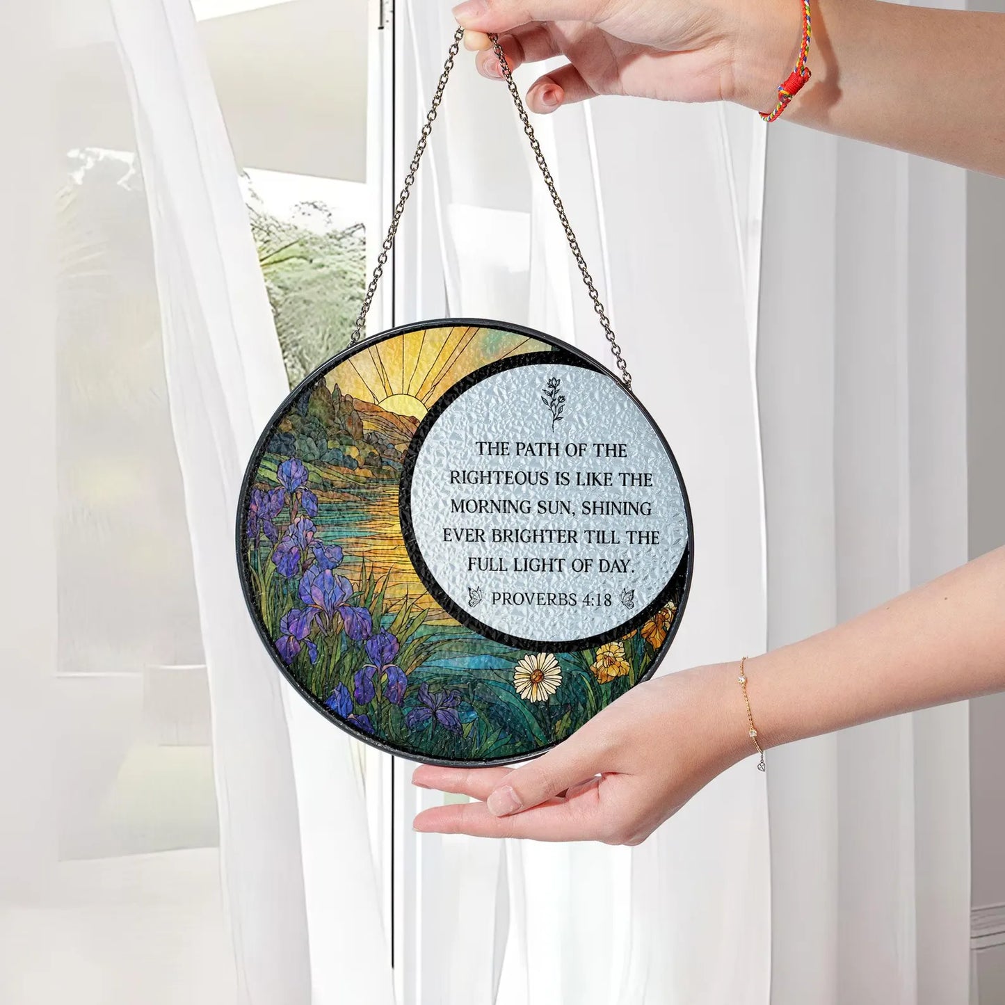Personalized Christian Stained Glass Suncatcher, Faith Gift Ready Box, Religious Home Decor