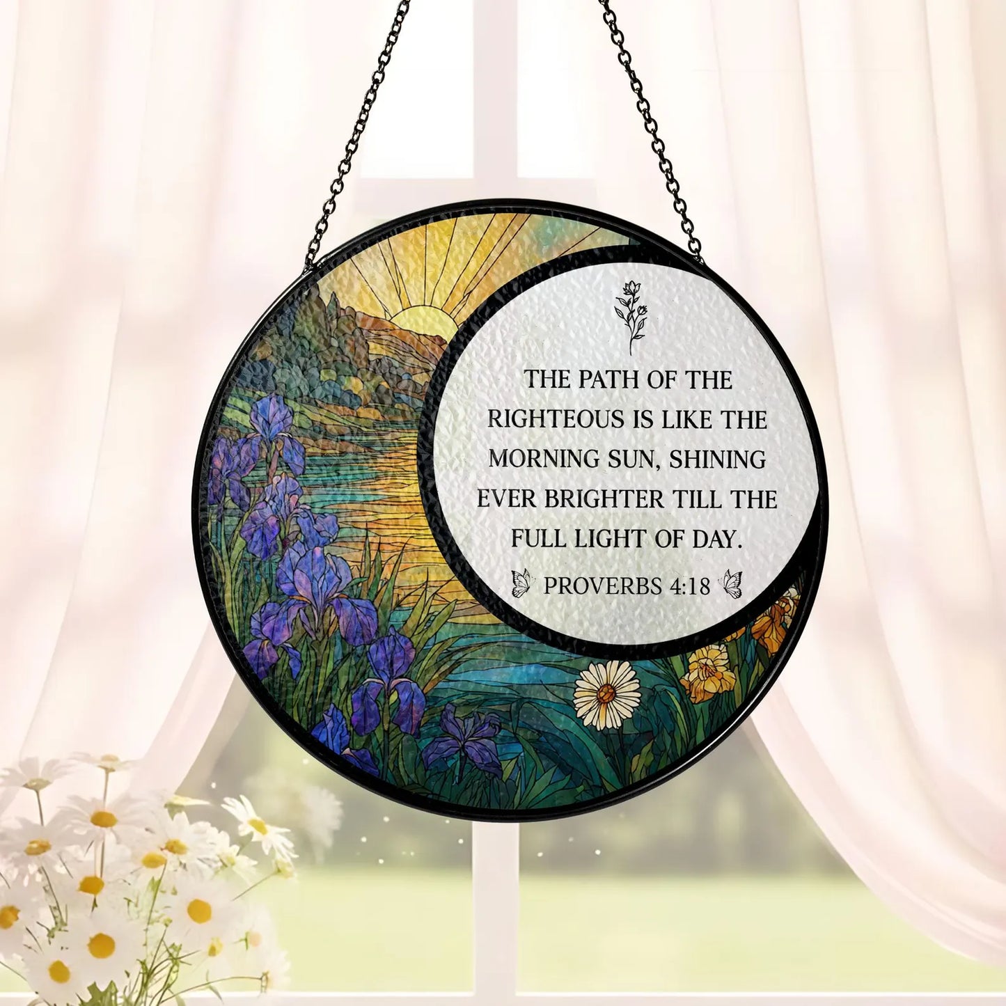 Personalized Christian Stained Glass Suncatcher, Faith Gift Ready Box, Religious Home Decor